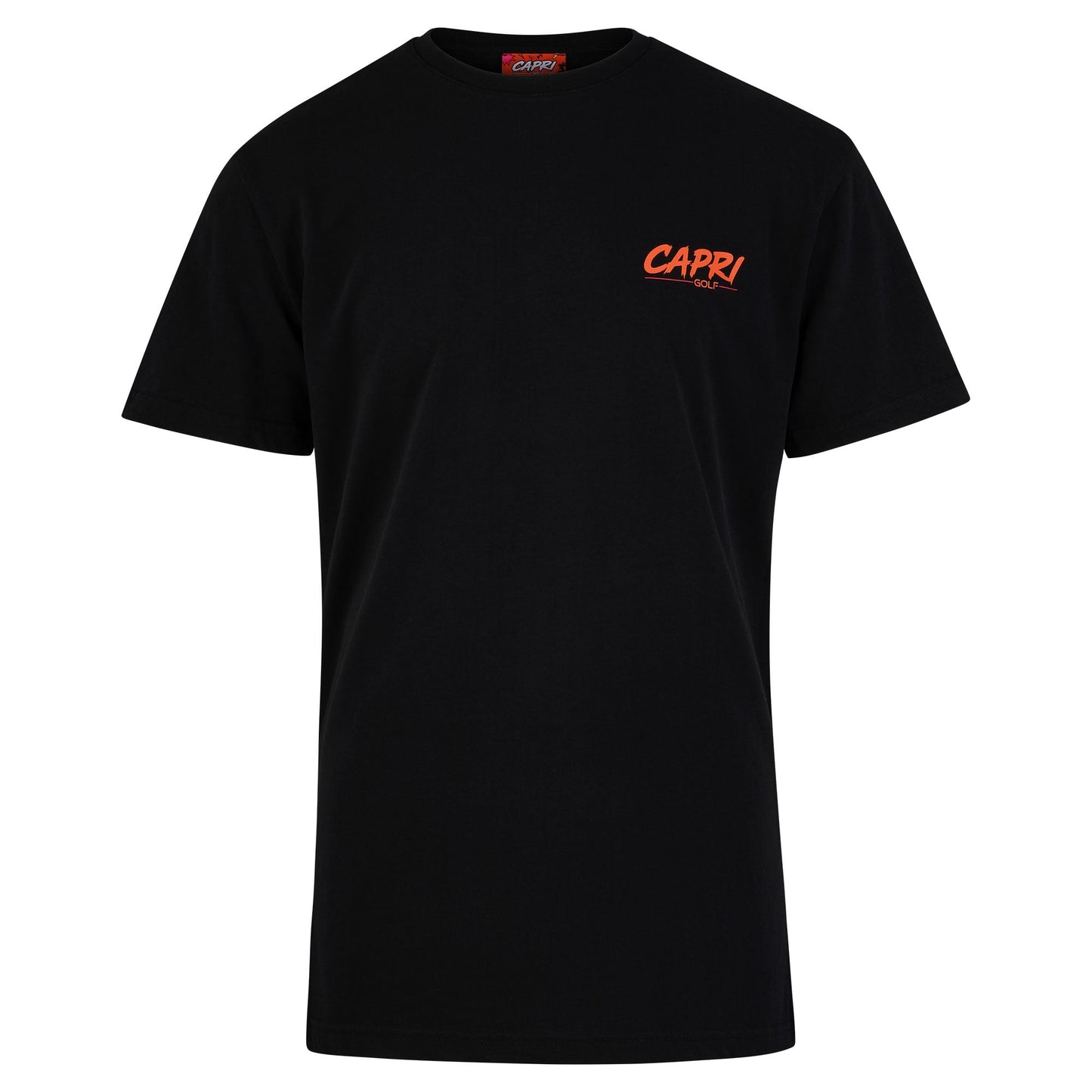 Schwarzes CAPRI GOLF CAPRI-Statement T-Shirt mit Viva Las Vegas Print, Frontansicht, bequemer Casual-Look