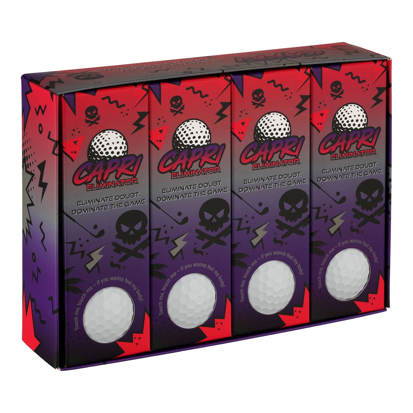 CAPRI Golf ELIMINATOR Golfbälle im 12er Pack, offene Verpackung mit vier 3er Sleeves, Golfbälle für besten Spielkomfort