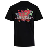Schwarzes CAPRI GOLF Capri-Statement T-Shirt mit Las Vegas Motiv, Rückenansicht, bequemer Casual-Stil