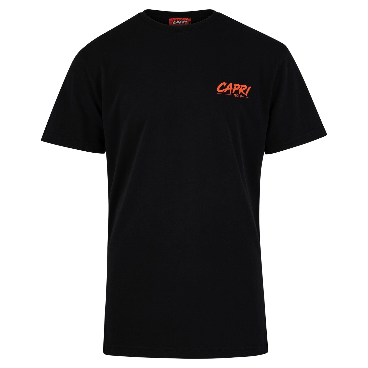 Schwarzes CAPRI GOLF CAPRI-Statement T-Shirt mit Viva Las Vegas Print, Frontansicht, bequemer Casual-Look