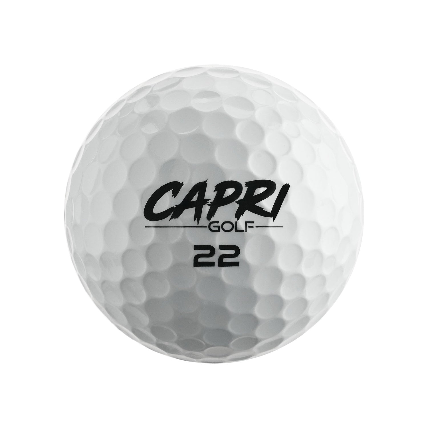 CAPRI Golf Hit'n Hope Golfbälle, 12er Pack, 4x3er Sleeves, weiße Golfbälle mit grüner Grafik, auf einem Golfplatz liegend